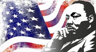 Martin Luther King Jr illustration with American flag